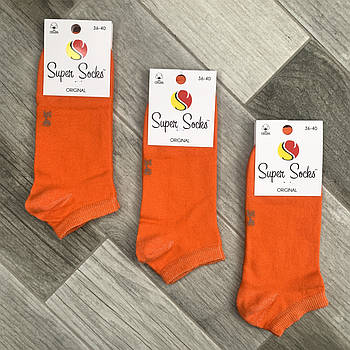 Шкарпетки жіночі демісезонні бавовна короткі Super Socks, арт 027, помаранчеві, розмір 36-40, 027