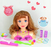 Лялька-модель для зачісок і макіяжу «Beauty» (голова ляльки), плойка, бігуді, аксесуари 23 см (112-15QD), фото 2