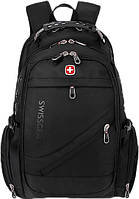 Рюкзак SwissGear с отделением для ноутбука и чехлом от дождя 35 л Черный + Фитнес-браслет Smart Band M5 Черный