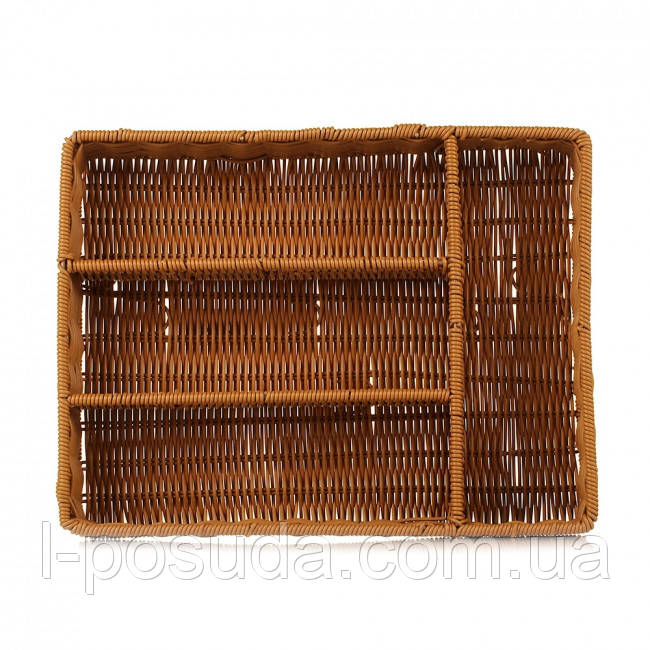 Кошик для столових приладів 34х26х6см на 4 відділення (плетений пластик), фото 1