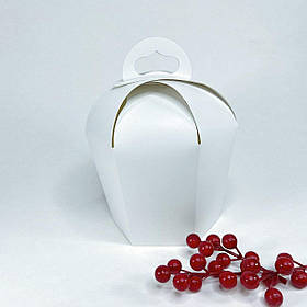 Коробка для Пасхального куліча, ⬢⬡ 130*110*160 мм, без вікна, біла (Паска до Ø11 см)