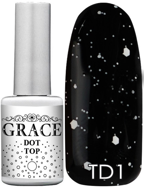Фінішне покриття Топ із пластівцями Грейс GRACE DOT Top White 10 мл AVADONA