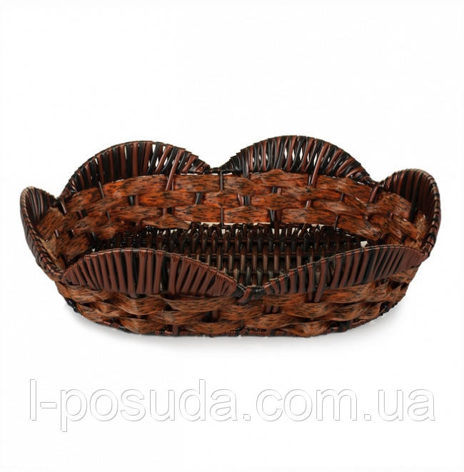 Пластикова плетена корзина для хліба та фруктів 35х27х7см овал, фото 1
