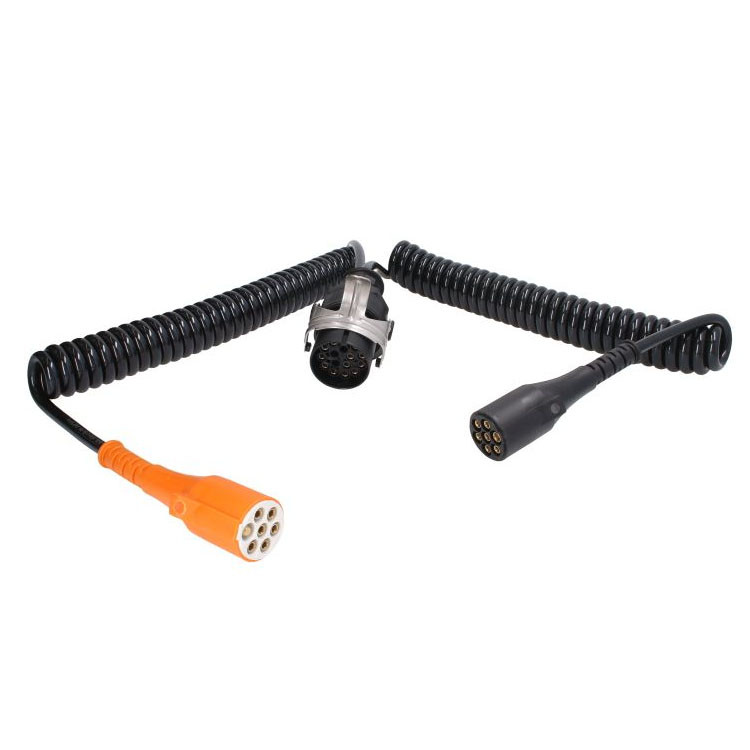 Спіральний кабель зі штекерами 15 PIN ADR 7 PIN N/S TRUCKLIGHT (ISO 1185 ISO 3731 ISO 12098) 3,5 м пластик, фото 1