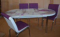 Комплект обеденной мебели "Vazo" 130*70 см (стол ДСП, каленное стекло + 4 стула) Mobilgen, Турция