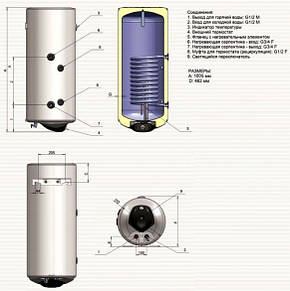 Бойлер непрямого нагріву DJOUL 100 WV10046SL 2.0 kW 0,65 m2 ліва підводка, фото 2