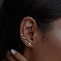 Сережки кафи срібло 925 затискачі довгі мінімал