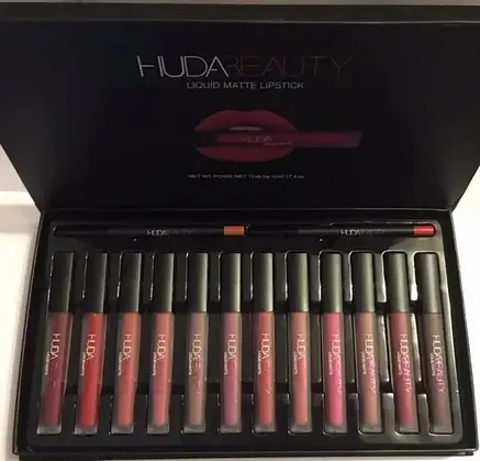 Набір помад HUDABEAUTY 12 штук, Матова зволожувальна помада для губ, фото 3