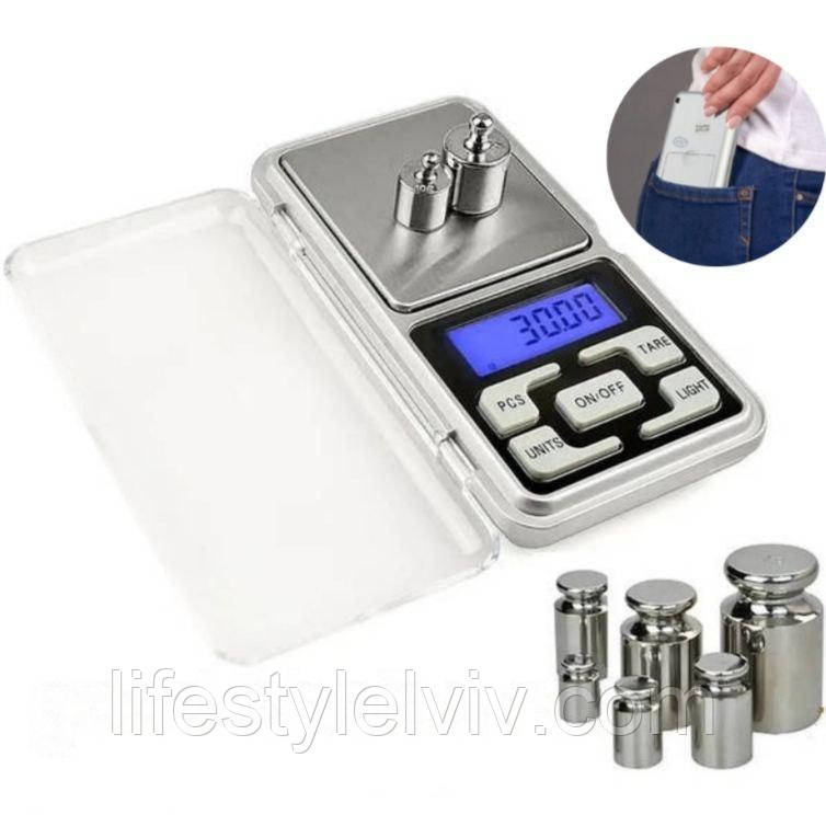 Ювелірні кишенькові ваги до 500г (119x60x18 мм) Pocket Scale / Електронні міні ваги