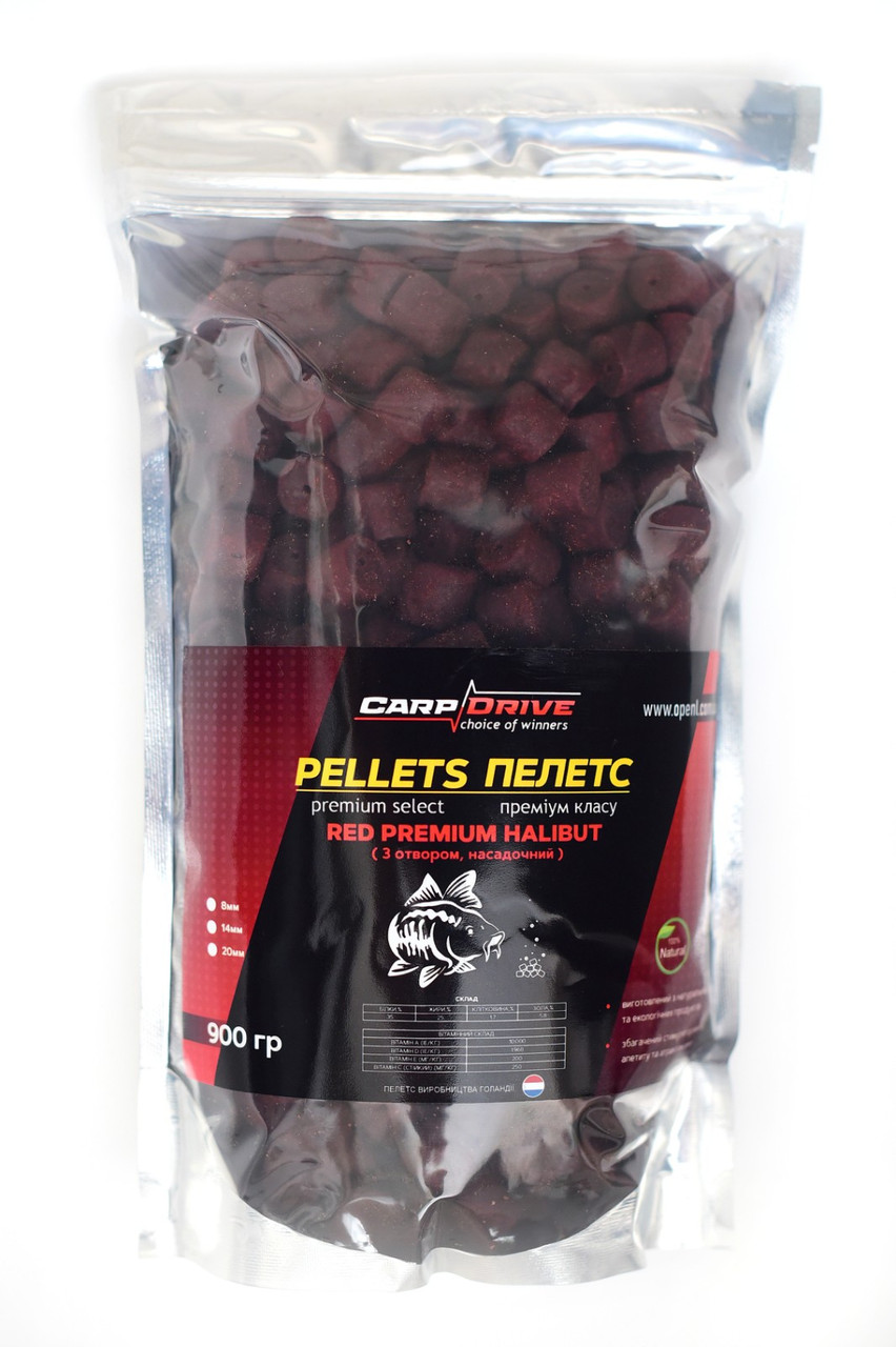 Пелетс насадковий, пелетс короповий, пелетс Carp Drive Red Halibut Криль (з отвором) 14 мм 900 г.