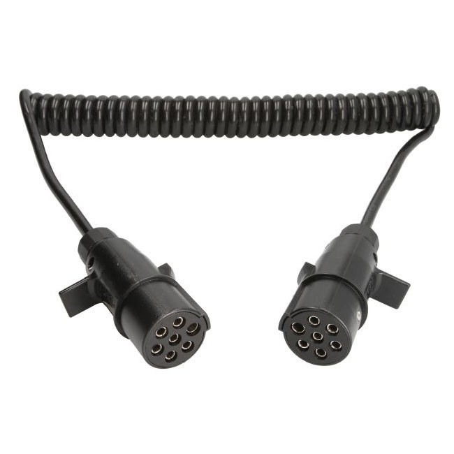 Спіральний кабель причепа зі штекерами 7 PIN Type N TRUCKLIGHT EURO6 пластик (ISO 1185)