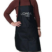 Фартух перукарський водовідштовхуючий з нагрудними кишенями, з логотипом Loreal, чорний