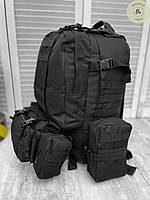 Рюкзак тактический модульный Silver Knight Black 55л / Военный армейский штурмовой рюкзак черный (арт. 13757)