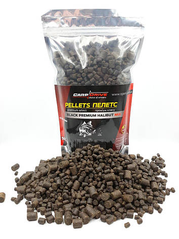 Пеллетс Pellets Black Premium Halibut (преміумкласу) Carp Drive Mix 4.5-8 мм 500 г, фото 1