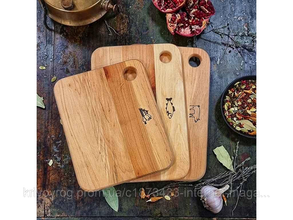 Набір дошок обробних 200х300х450мм (овочі, риба, мясо) (Ольха) 8912 ТМ SNT, фото 1