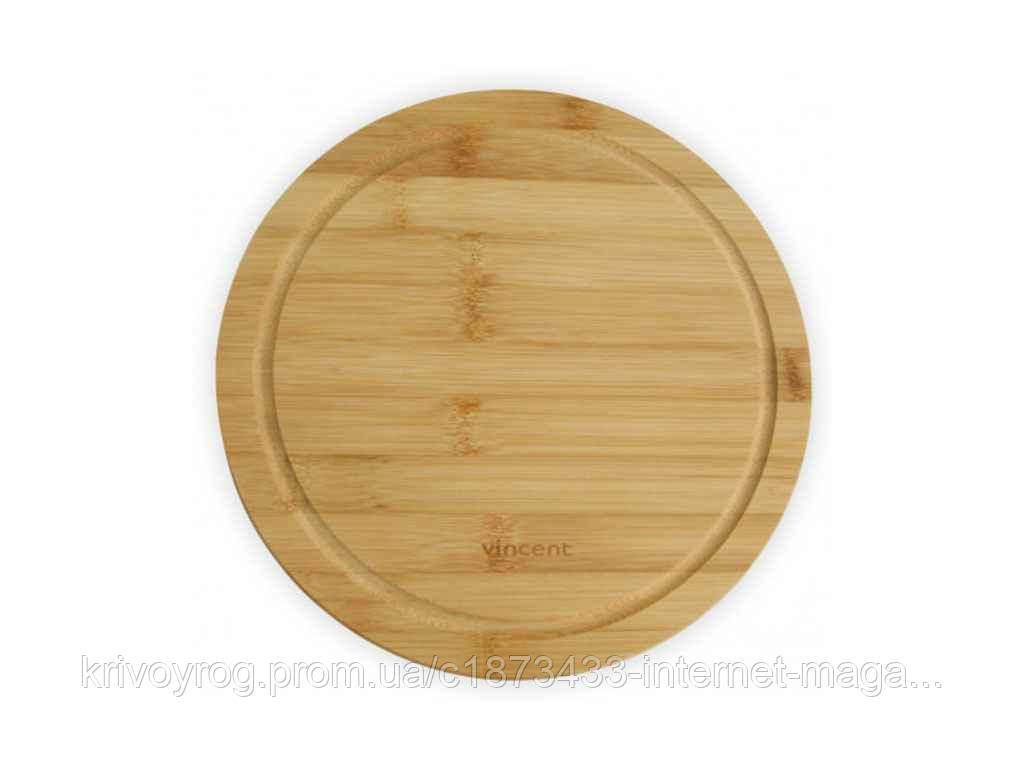 Дошка кухонна кругла бамбук 28х28х1,2 см VC-2103-28 ТМ VINCENT, фото 1