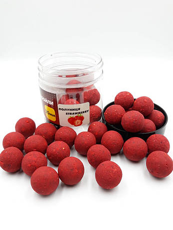 Розчинні насадкові бойли Полуниця (Strawberry) 20 мм 100 г, фото 3