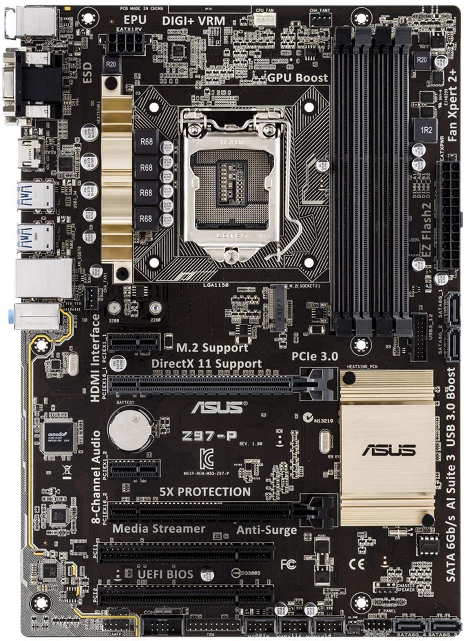Материнская плата ASUS Z97-P ( s1150, Z97, PCI-Ex16, M2, DVI/HDMI/SATA-III/USB3.0) б/у