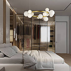 Золота 85см кругла люстра з куль на 15 ламп (918-LP267-15 GD+WH), фото 6