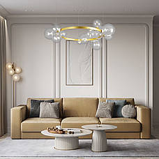 Золота 85см кругла люстра з куль на 15 ламп (918-LP267-15 GD+CL), фото 6