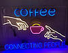 Неонова LED вивіска "Cofee Connecting People" 900x600 мм різнокольорова з дімером, фото 8