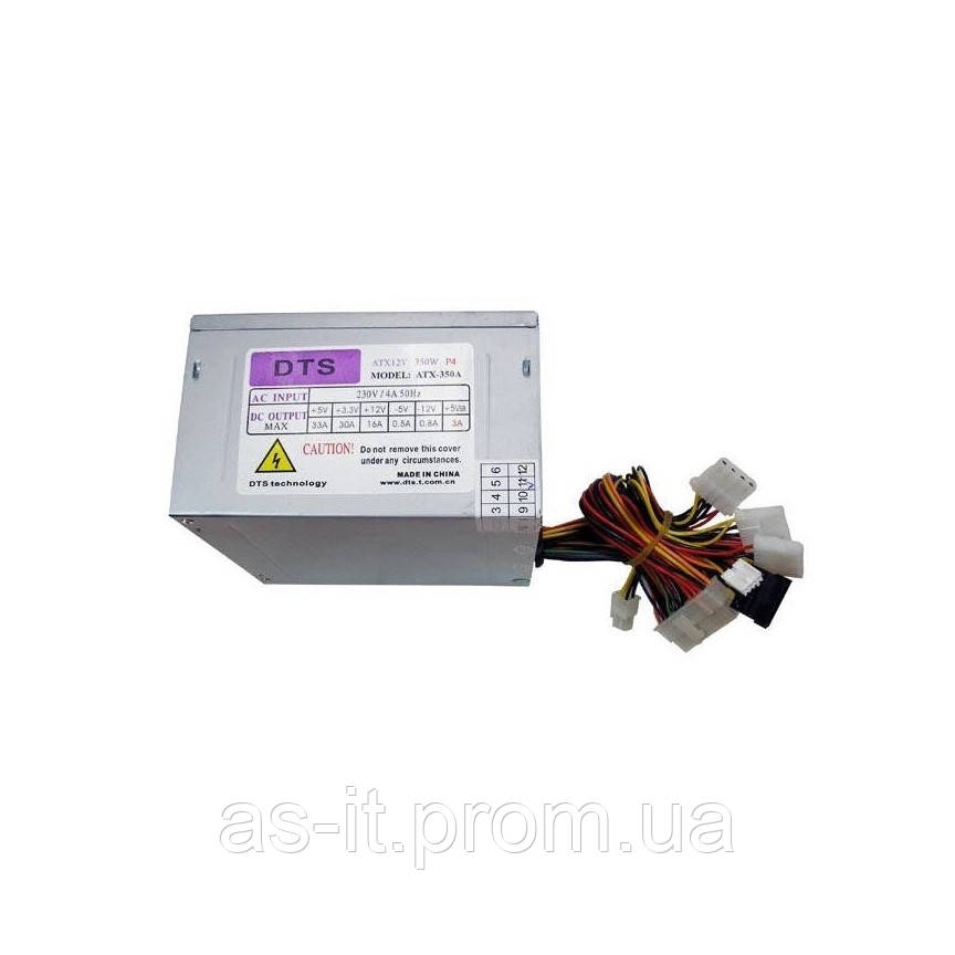 БУ Блок Питания 350 Вт DTS, 24+4 Pin, Питание Видеокарты - Нет, 80 Мм ...