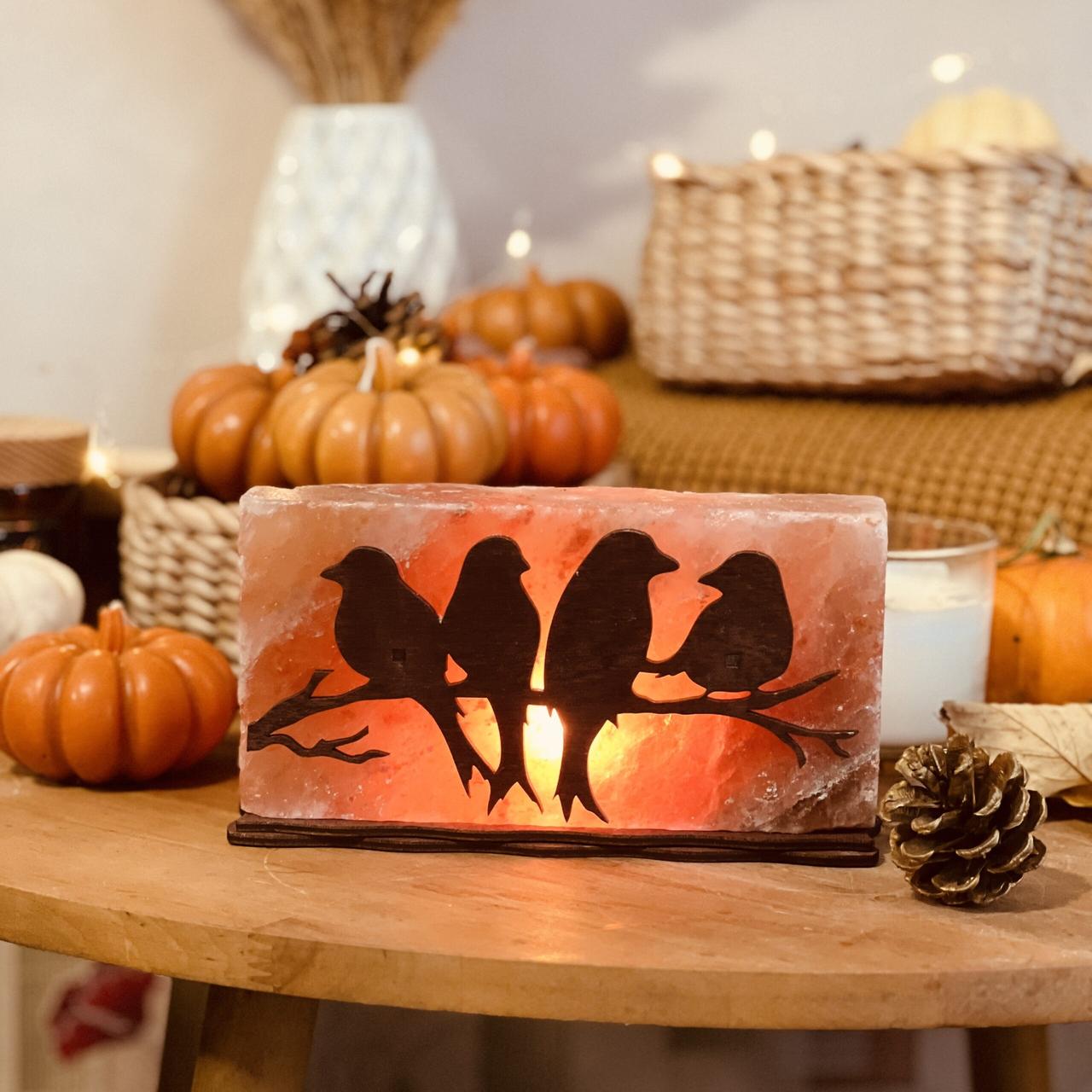 Соляна лампа Птахи на гілці, 2 кг (20*10*5 см), фото 1