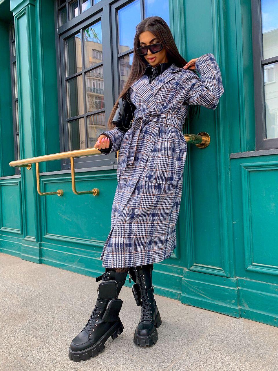 Пальто жіноче стильне з кашеміра з поясом і кишенями Gma1599