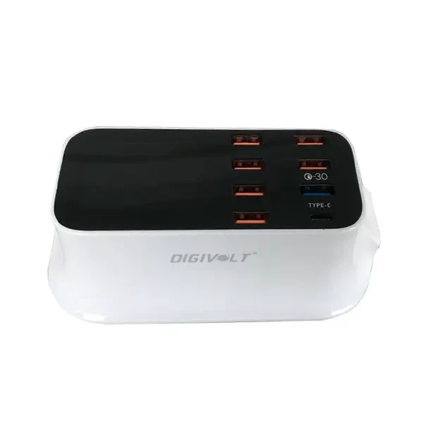 Мережевий зарядний пристрій ЗЗП 8 USB Digivolt DG-F10 5 V 40 W + дисплей