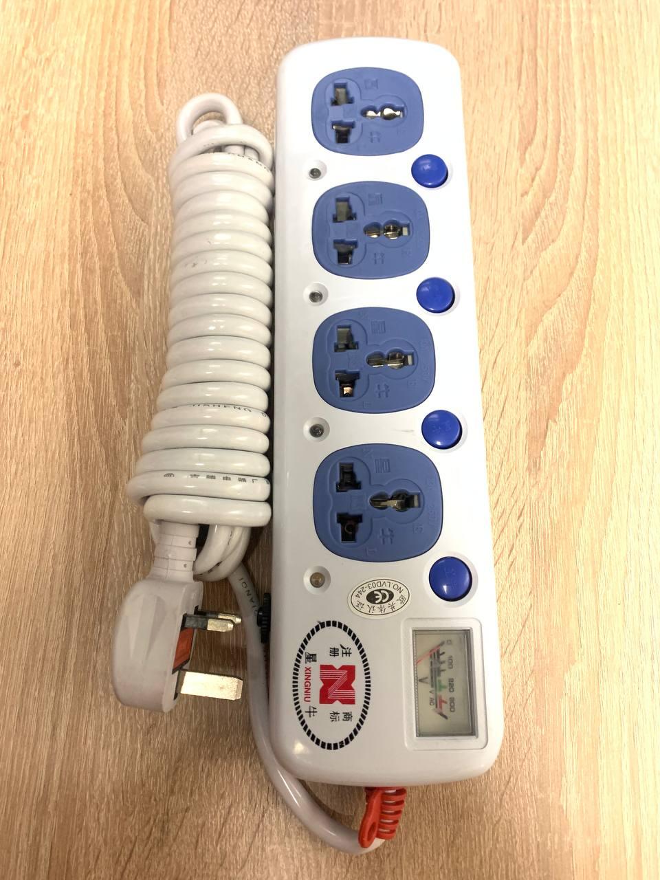 Мережевий фільтр на 4 розеки та 2 m, подовжувач мережевий, EU plug з американською вилкою