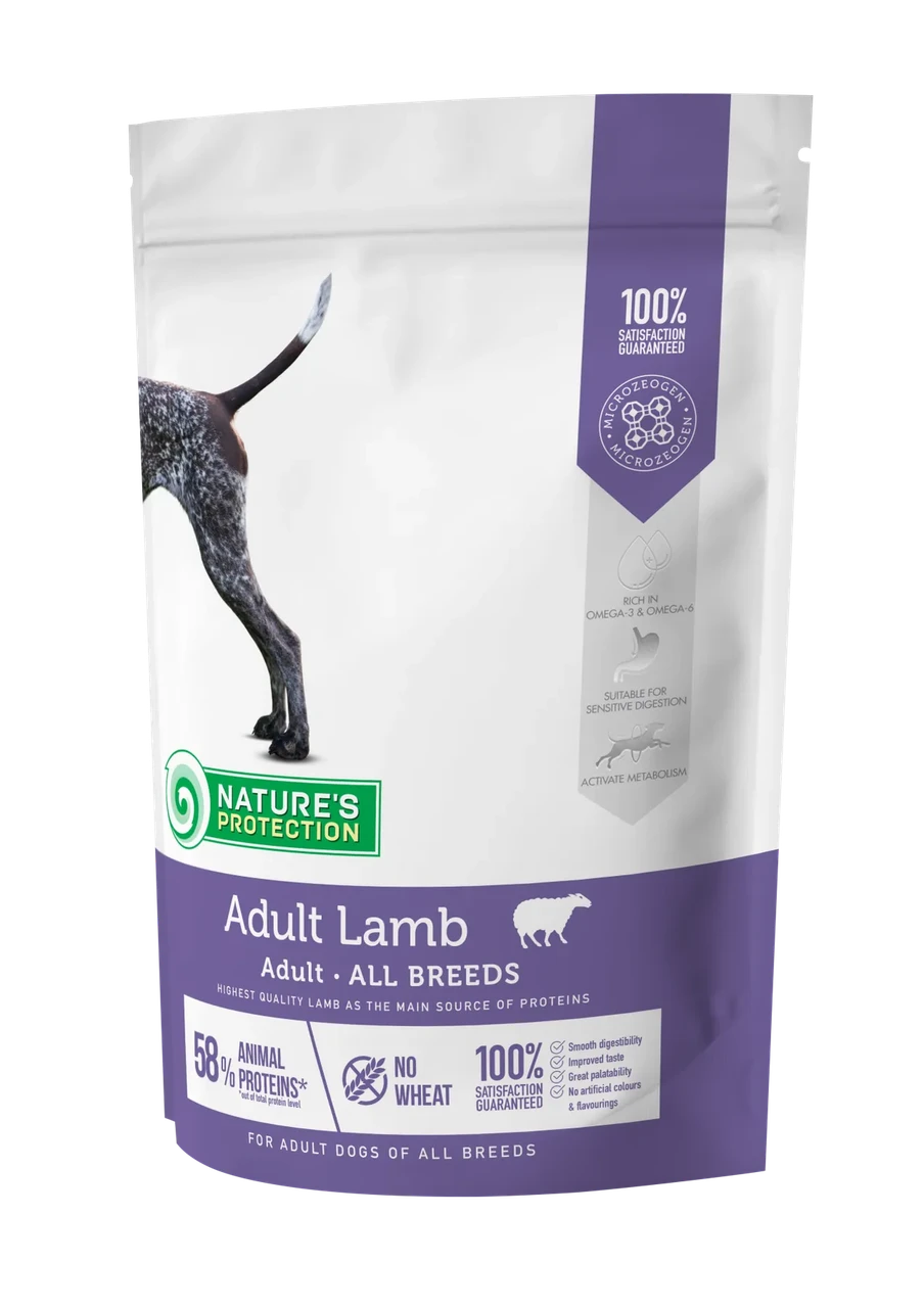Сухий корм для дорослих собак усіх порід Adult Lamb All Breeds Nature’s Protection 500 г (ягня)