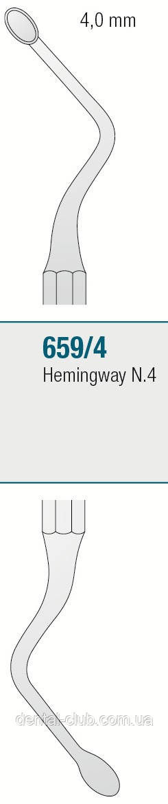 Кюретажная ложка (кісткова кюрета, кісткова ложка) Hemingway N. 4 вигнута двостороння, Medesy 659/4