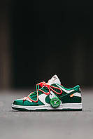 Кроссовки женские Nike SB Dunk Off White Green зеленый найк низкие кожа стильные на весну повседневные модные