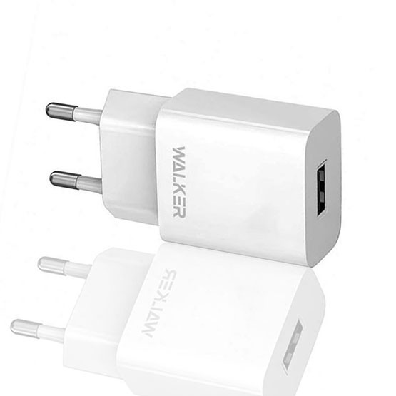 Зарядний пристрій (блок живлення/адаптер) мережевий WALKER WH-26 1USB/2.1A білий