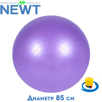 М'яч для фітнесу гладкий гімнастичний м'яч фітбол з насосом 85 см Newt HMS фіолетовий навантаження 150 кг, фото 1