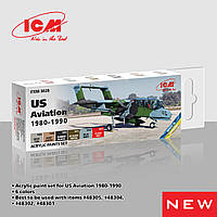 Набір акрилових фарб для авіації США 1980 - 1990 рр.. ICM 3028