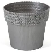 Горщик пластиковий Пола Джампер срібний 20 см, фото 1
