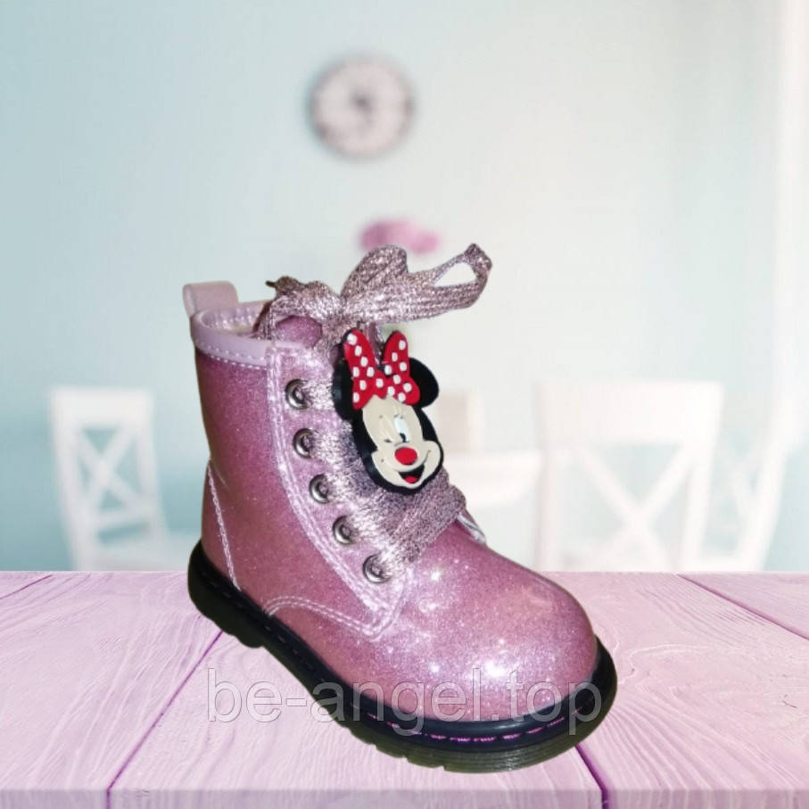 Черевики для дівчинки рожевий глітер з Мінні-маус ДШ, фото 1