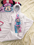 Демісезонний плюшевий конверт ковдра + комбінезон 56-62 розмір, принт Мinni, фото 7