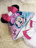 Демісезонний плюшевий конверт ковдра + комбінезон 56-62 розмір, принт Мinni, фото 4