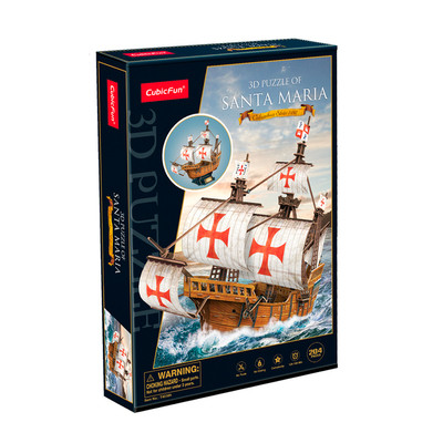 Тривимірна головоломка-конструктор CubicFun Корабель Санта-Марія T4038h, фото 1
