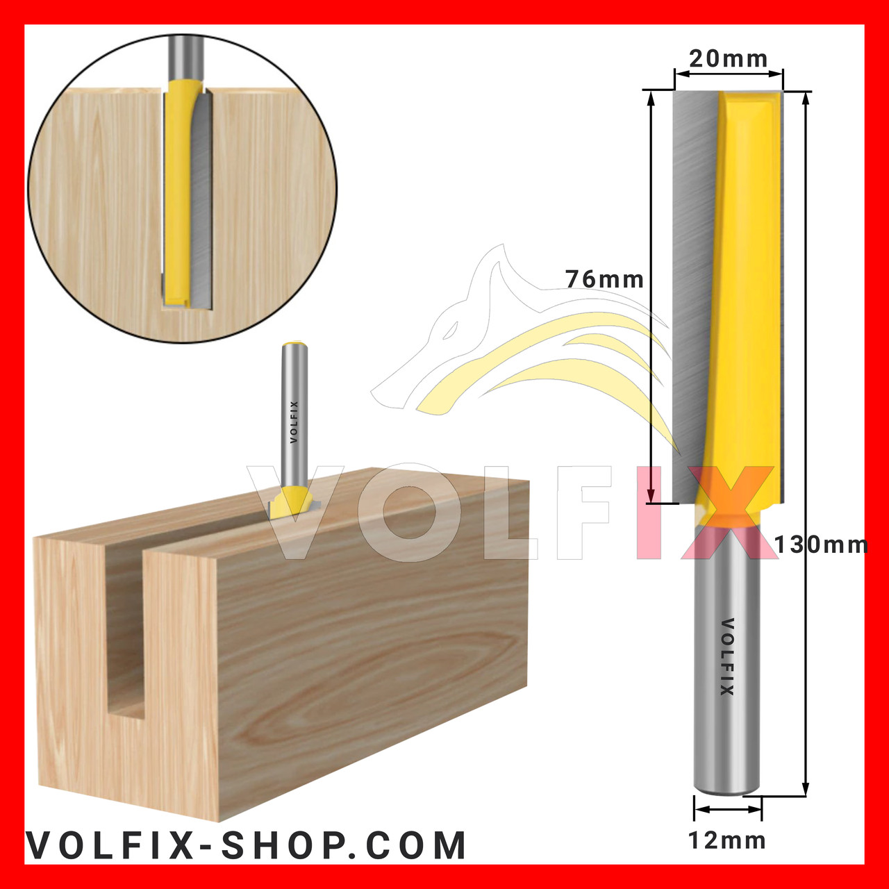 D20 D12 H130 H78 Погружна Пряма Пазова Фреза VOLFIX FZ-130 D20 D12 ...
