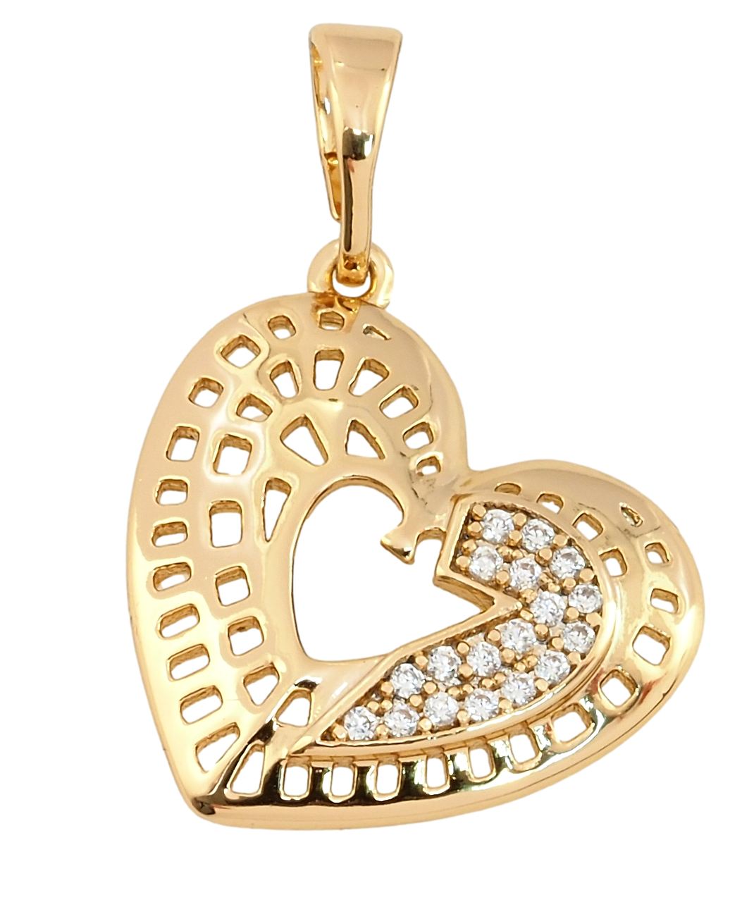 Кулон Xuping Позолота 18K "Різьблене серце з цирконієм" для ланцюжка до 5мм