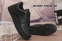 Женские подростковые кроссовки аналог Nike Air Force черные 38 размер кожаные