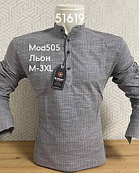 Лляна сорочка з довгим рукавом G-Port, стійка mod 505