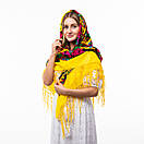 Українська хустка з тороками Мотиль 120х120см Жовта, фото 3