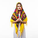 Українська хустка з тороками Мотиль 120х120см Жовта, фото 2