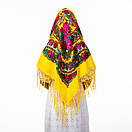 Українська хустка з тороками Мотиль 120х120см Жовта, фото 4