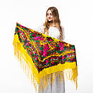 Українська хустка з тороками Мотиль 120х120см Жовта, фото 5