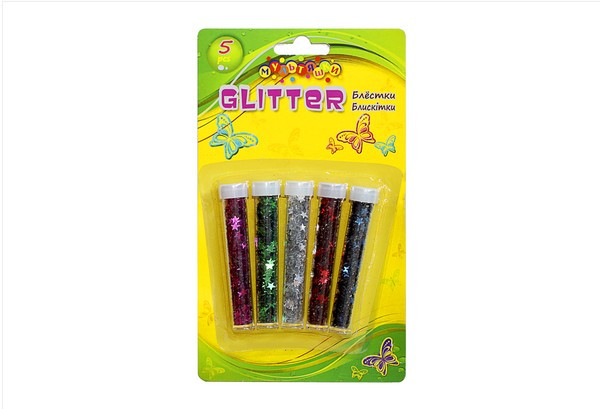 Набір глітера Зірочки в пробірках 5шт на планшеті Мультяшки